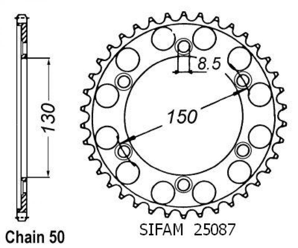 Couronne de transmission Esjot pour Moto Honda 400 Ns R 1985 à 1990 Neuf