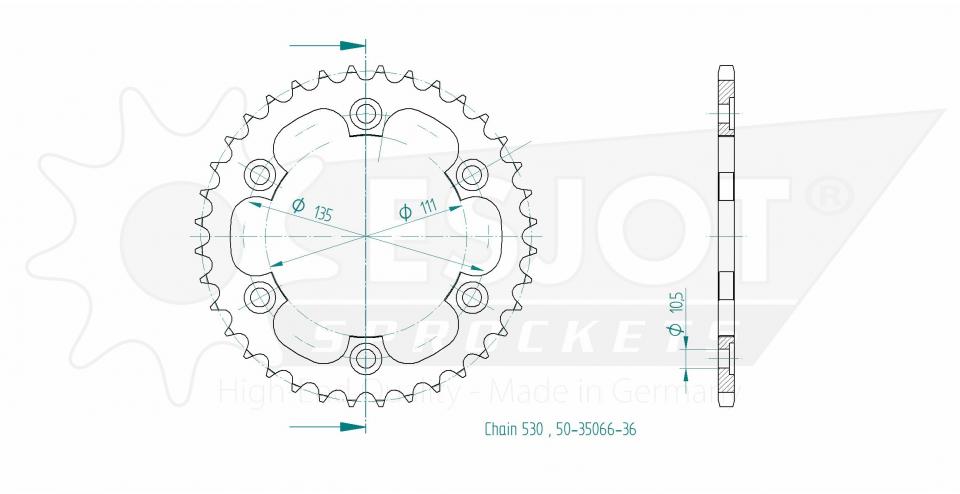 Couronne de transmission Esjot pour Moto ROYAL ENFIELD 500 Continental GT 2017 à 2018 Neuf