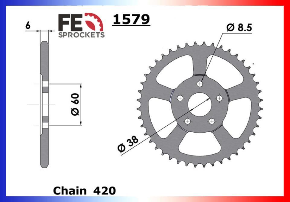 Couronne transmission France Equipement pour moto Rieju 50 RS1 1998-2003 1579