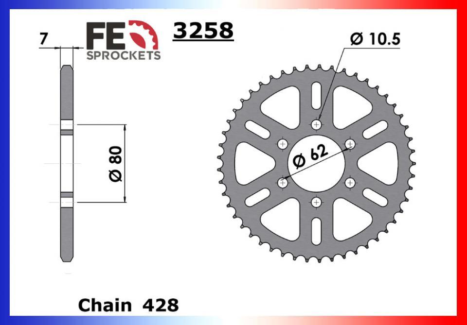 Couronne de transmission France Equipement pour Moto Yamaha 125 DTMX 52 dents pas 428 Neuf