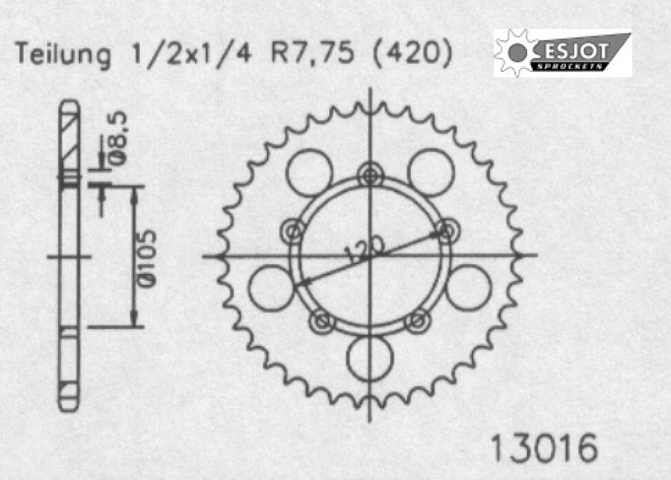 Couronne de transmission Esjot pour Moto Aprilia 50 MX SM 2003 à 2006 Neuf