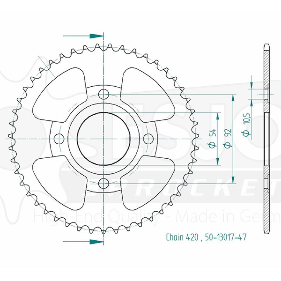 Couronne de transmission Esjot pour Moto Yamaha 50 TZR 1997 à 2018 Neuf