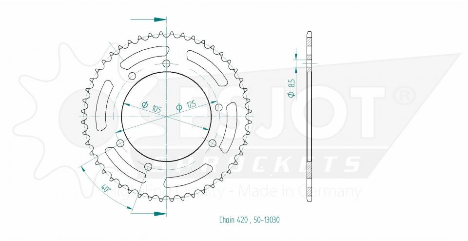 Couronne de transmission Esjot pour Moto Derbi 50 Senda R Drd 2002 à 2005 AR Neuf