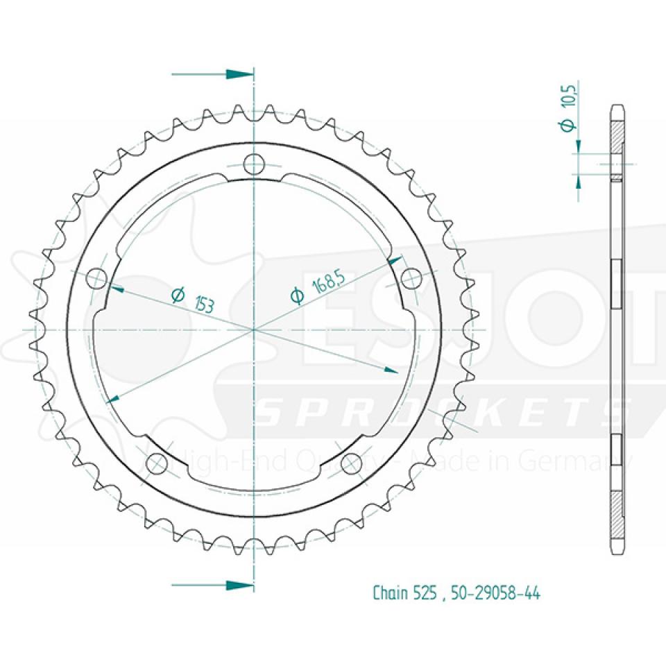 Couronne de transmission Esjot pour Moto Kawasaki 1000 H2 Ninja SX 2018 à 2019 Neuf