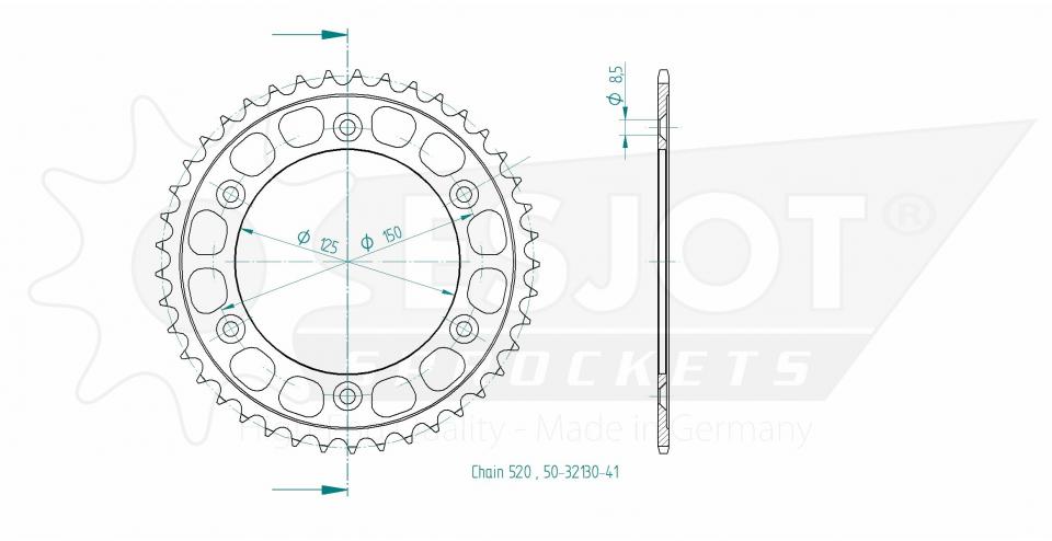 Couronne de transmission Esjot pour Moto CF moto 800 NK 2023 à 2025 AR Neuf