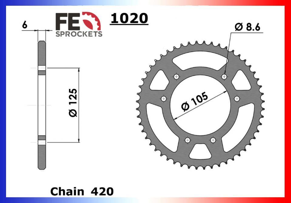 Couronne de transmission FE pour moto Rieju 50 MRT 2018-2020 62 dts P420 Ø105mm