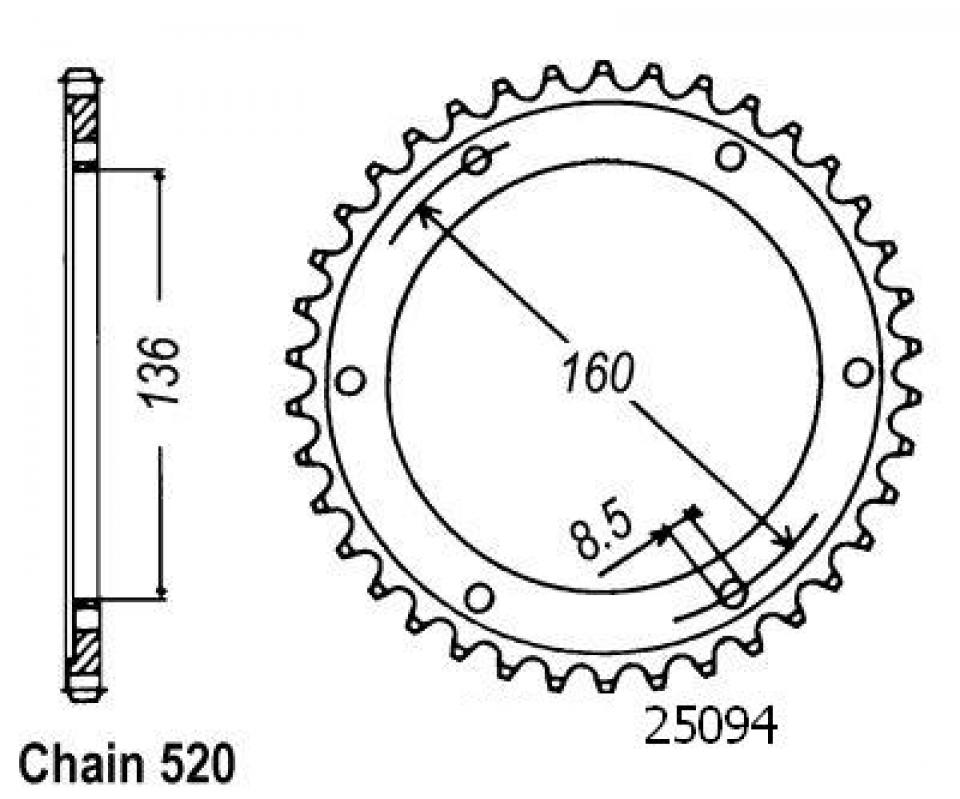 Couronne de transmission Sifam pour Moto BMW 650 F Gs Dakar 2001 à 2007 Neuf