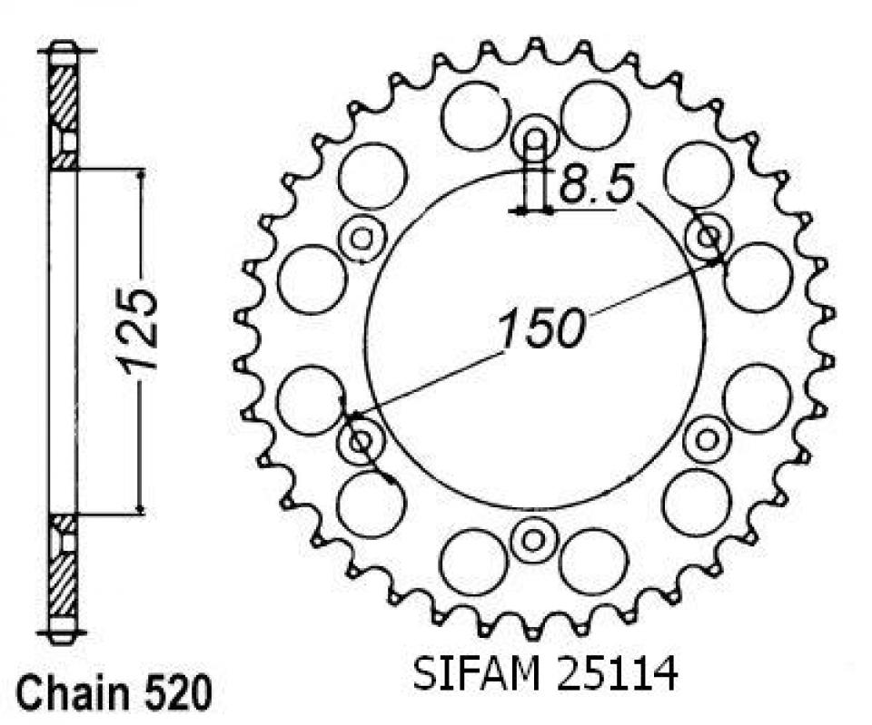 Couronne de transmission Sifam pour Moto KTM 125 GS 1991 à 1993 Neuf