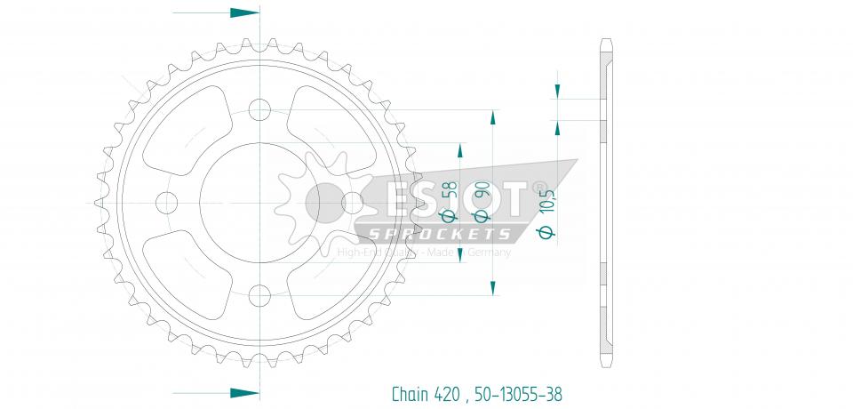 Couronne de transmission Esjot pour Moto Honda 125 MSX 2021 à 2023 Neuf