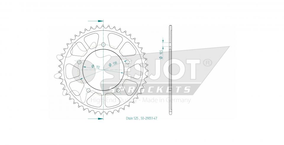 Couronne de transmission Esjot pour Moto Yamaha 850 MXT NIKEN 3 ROUES 2018 à 2020 Neuf