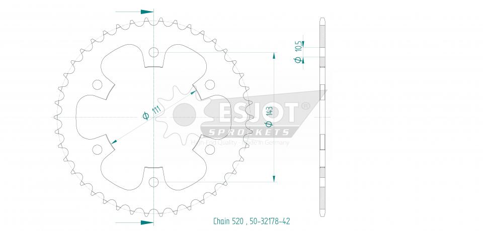 Couronne de transmission Esjot pour ULM ROYAL ENFIELD 350 METEOR 2021 à 2022 Neuf