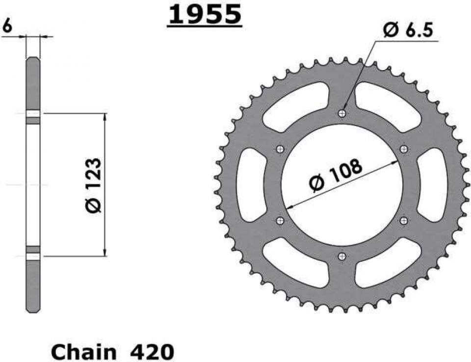Couronne de transmission FE pour Aprilia 50 RS4 50 dents Pas 420 Ø108mm Neuf