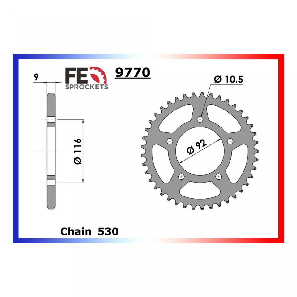 Couronne transmission FE pour moto Kawasaki 1400 Zzr Abs 2006 à 2021 42 dts P530