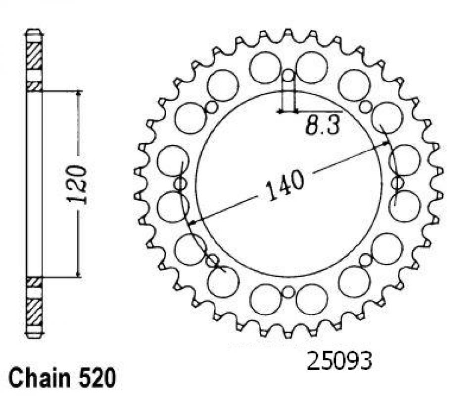 Couronne de transmission Sifam pour Moto Kawasaki 650 Klr C 1995 à 2010 Neuf