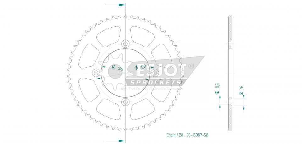 Couronne de transmission Esjot pour Moto Beta 125 2021 à 2023 Neuf