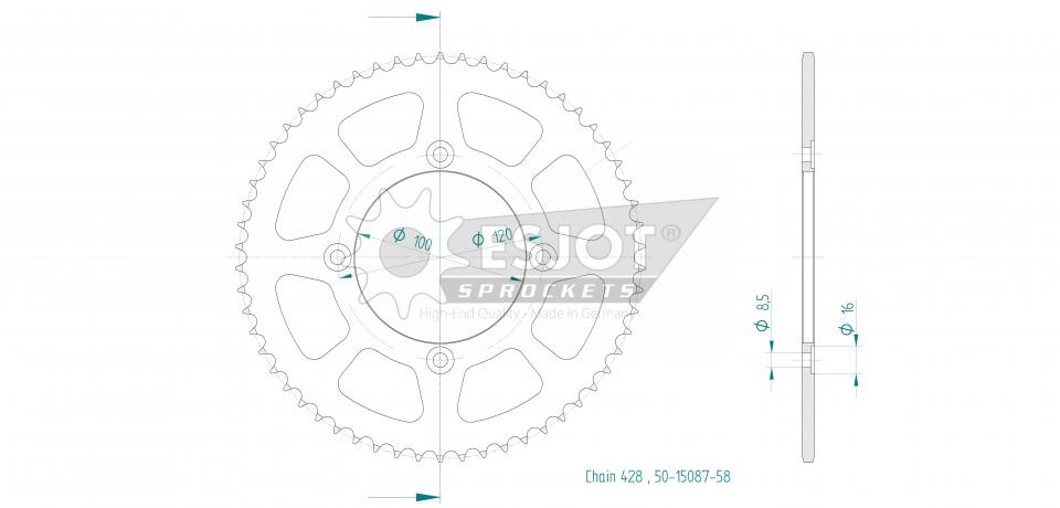 Couronne de transmission Esjot pour Moto Beta 125 2021 à 2023 Neuf