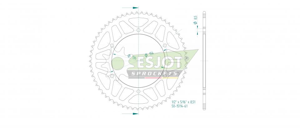 Couronne de transmission Esjot pour Moto Fantic 125 CABALLERO FLAT TRACK 2021 à 2023 Neuf