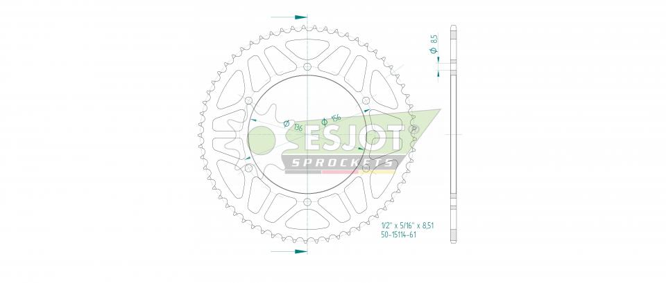 Couronne de transmission Esjot pour Moto Fantic 125 CABALLERO FLAT TRACK 2021 à 2023 Neuf