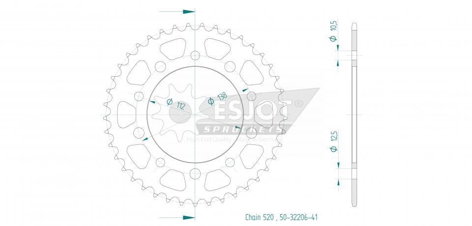 Couronne de transmission Esjot pour Moto Honda 750 Nc X Dct 2021 à 2023 Neuf