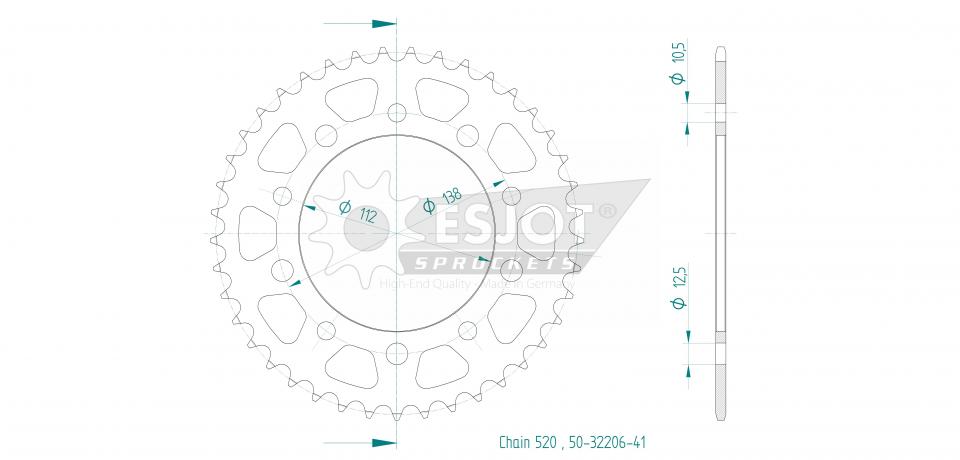 Couronne de transmission Esjot pour Moto Honda 750 Nc X Dct 2021 à 2023 Neuf