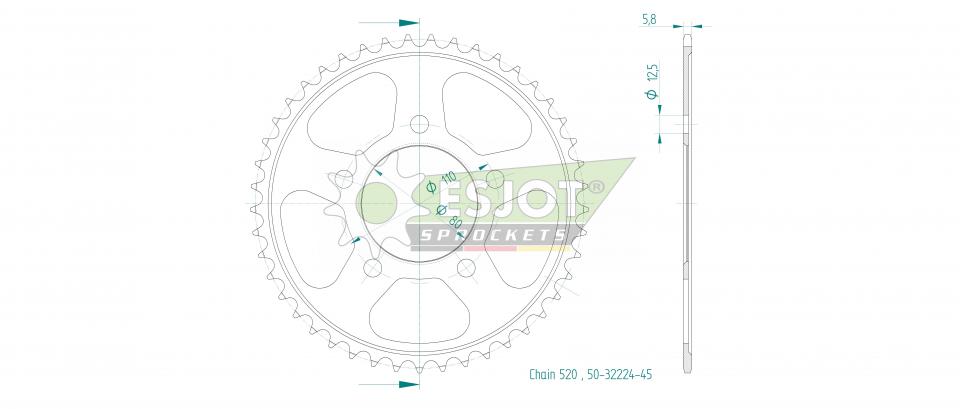 Couronne de transmission Esjot pour Moto Honda 750 XLV TRANSALP ABS 2023 à 2024 Neuf