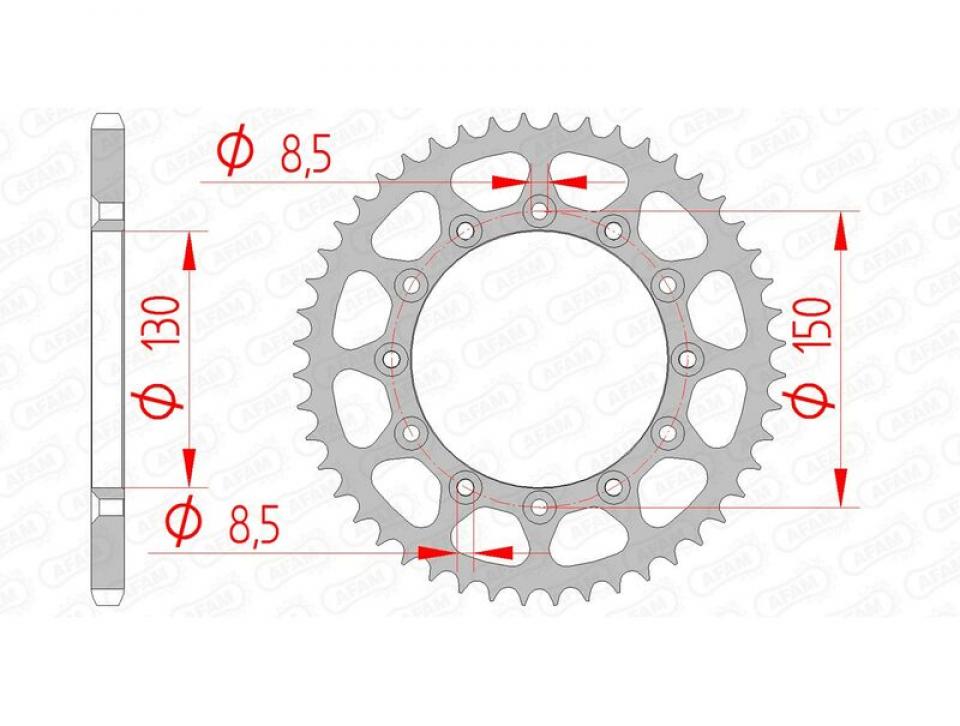 Couronne de transmission Afam pour moto Yamaha 250 WR F 52 dents Pas 520 Ø130mm