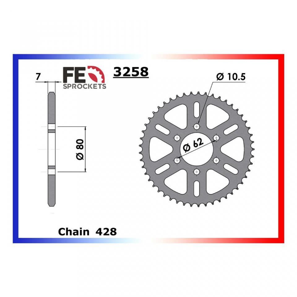 Couronne de transmission FE pour moto Yamaha 125 DTMX Pas 428 52 dents Neuf