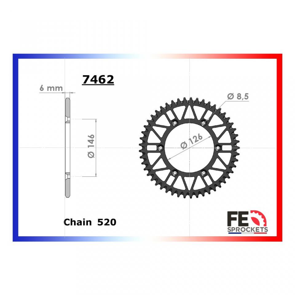 Couronne transmission FE pour moto Suzuki 200 TSR 1991 à 1993 39 dts P 520 Neuf