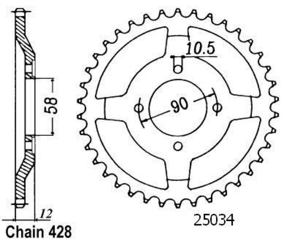 Couronne de transmission pour Moto Honda 125 NX Transcity 1989 à 1997 Neuf