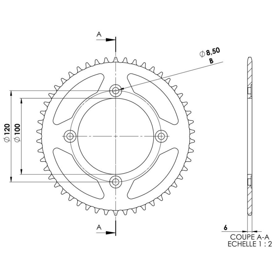 Couronne de transmission Teknix pour pour Moto Beta 50 RR FACTORY Neuf