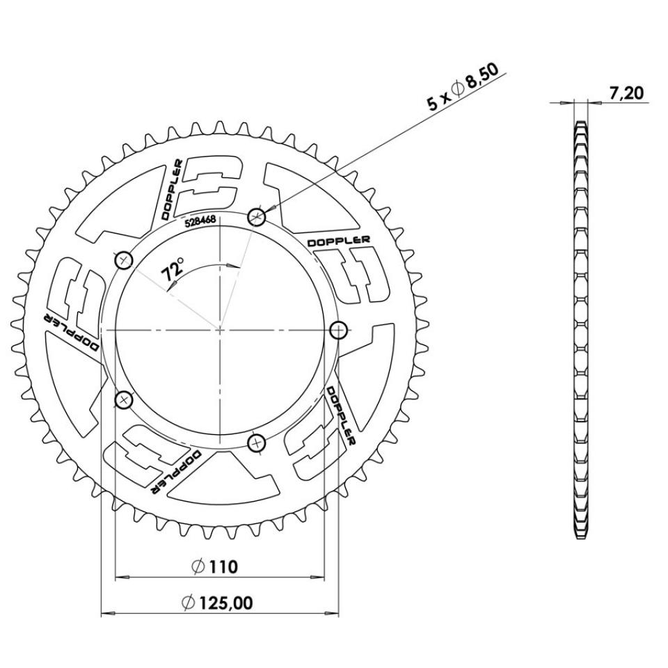Couronne de transmission Doppler pour Moto Sherco 50 SM Après 2020 Neuf
