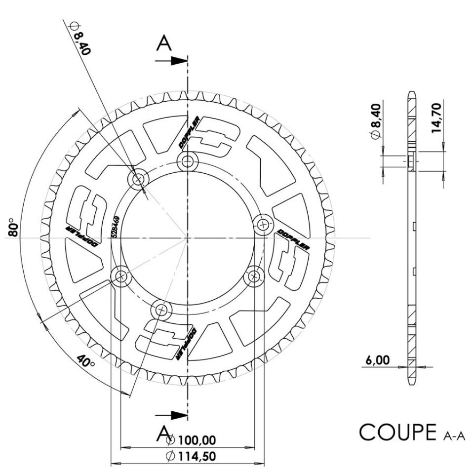 Couronne de transmission DOPPLER ORIGIN pour Moto Beta 50 RR motard 2002 à 2005 Neuf