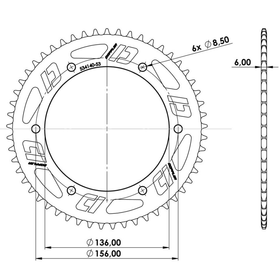 Couronne de transmission DOPPLER ORIGIN pour Moto Fantic 50 XE Après 2017 Neuf