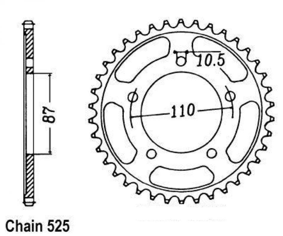 Couronne de transmission PBR pour Moto Suzuki 650 Gsx F 2008 à 2011 828 45 C45 / 45dts pas 525 Neuf