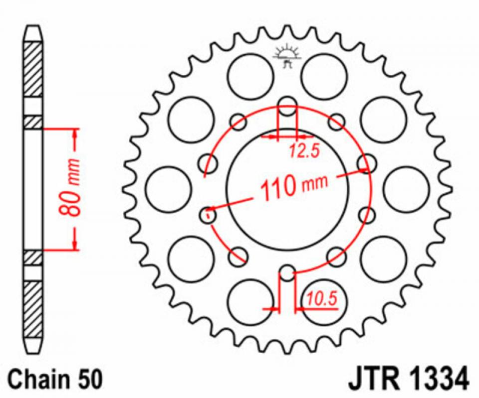 Couronne de transmission JT Sprockets pour moto Honda 550 Cbx F 41dts Neuf