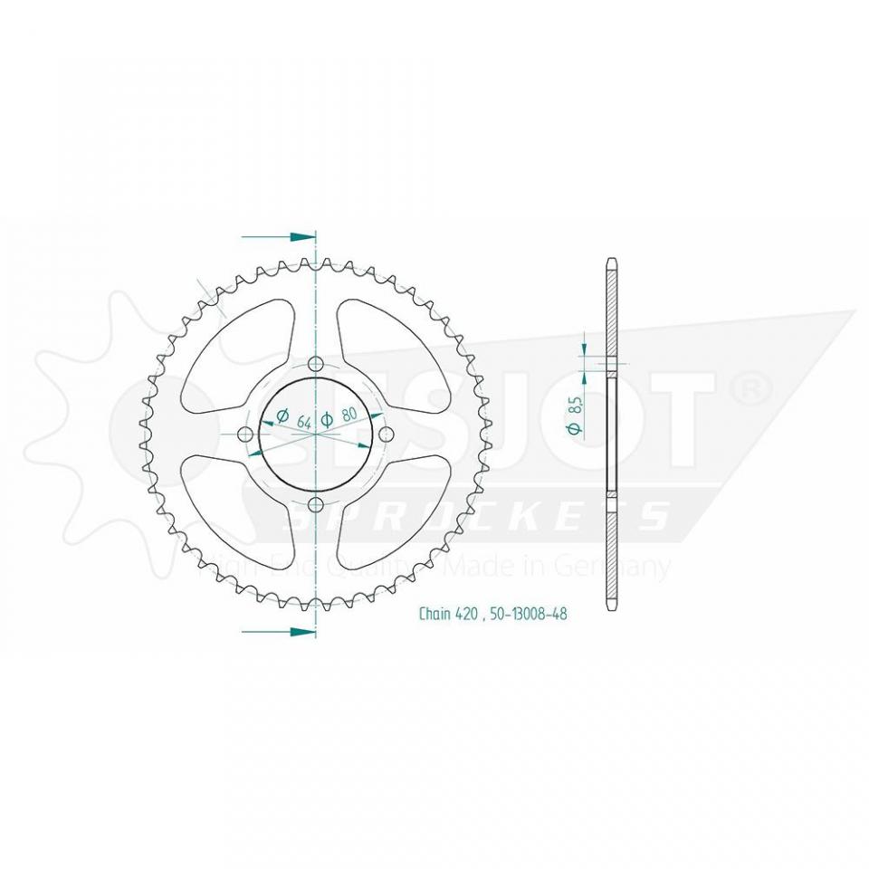 Couronne de transmission Esjot pour Moto Yamaha 80 Rd Lc2 1982 à 1985 Neuf