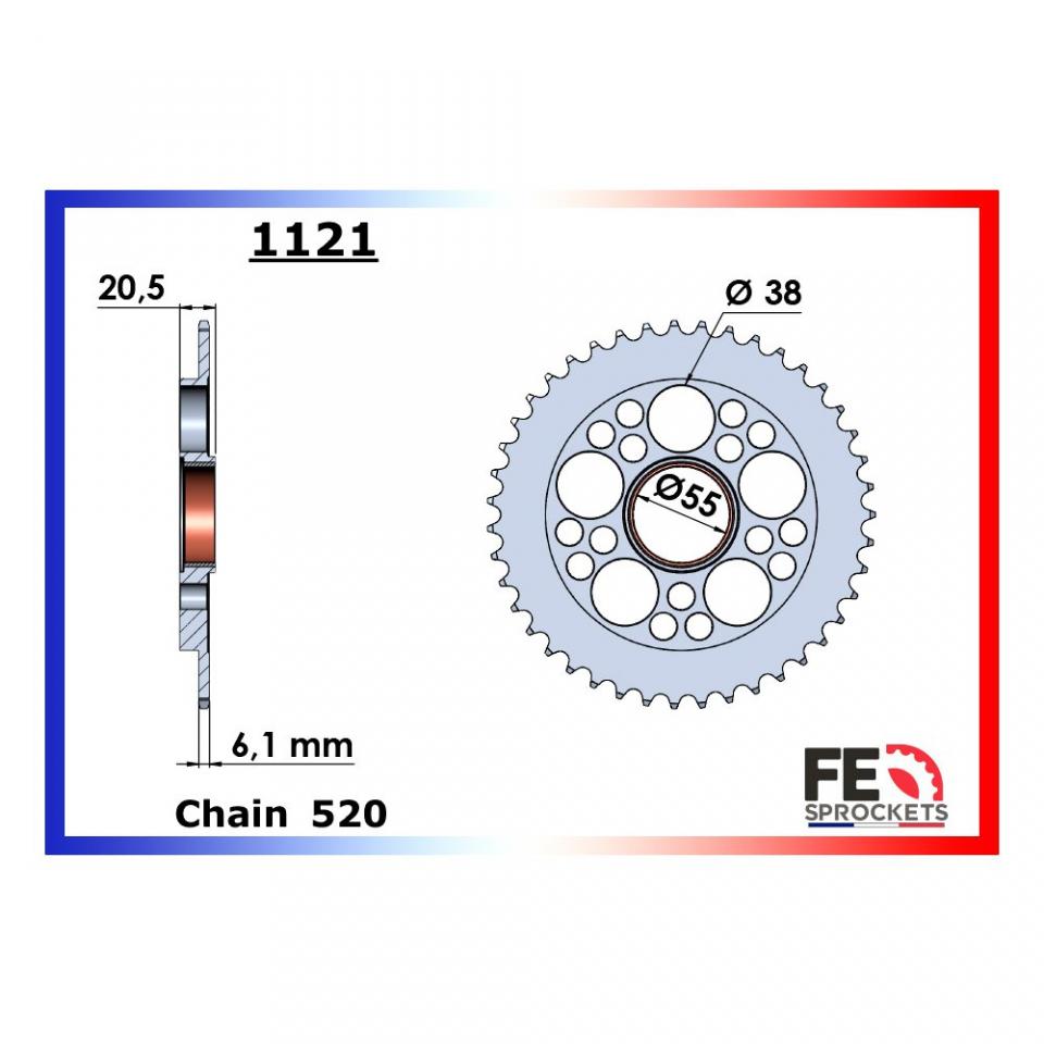 Couronne transmission FE pour moto Ducati 748 748 1995 à 1998 37 dts P 520 Neuf