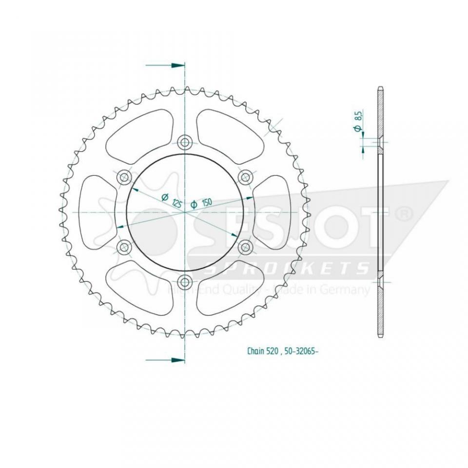 Couronne transmission Esjot pour moto KTM 690 SMC 2008 à 2011 42 dts P520 Occas