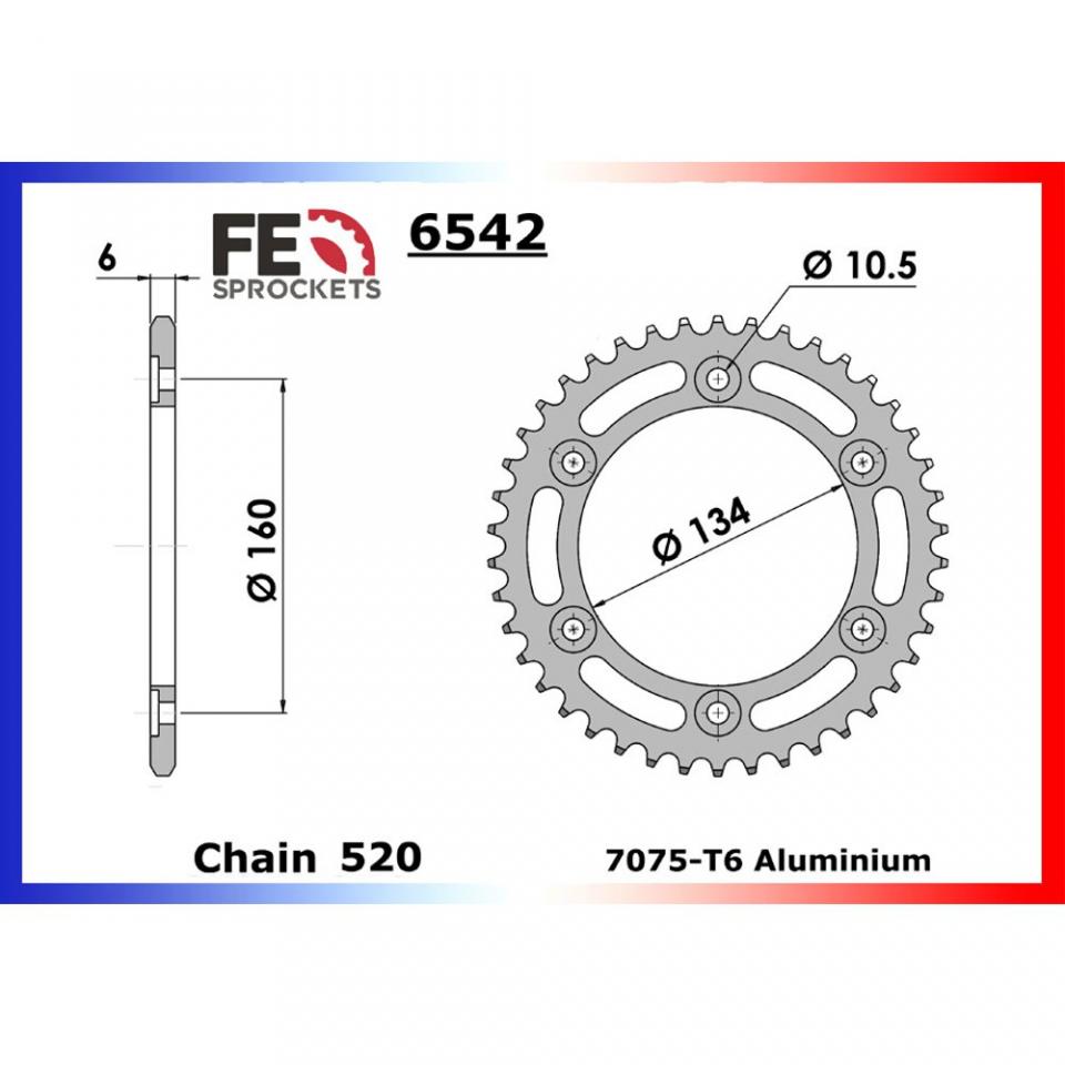 Couronne transmission FE pour moto Honda 1000 Cbr Rr Fireblade 2017 à 2019 Neuf