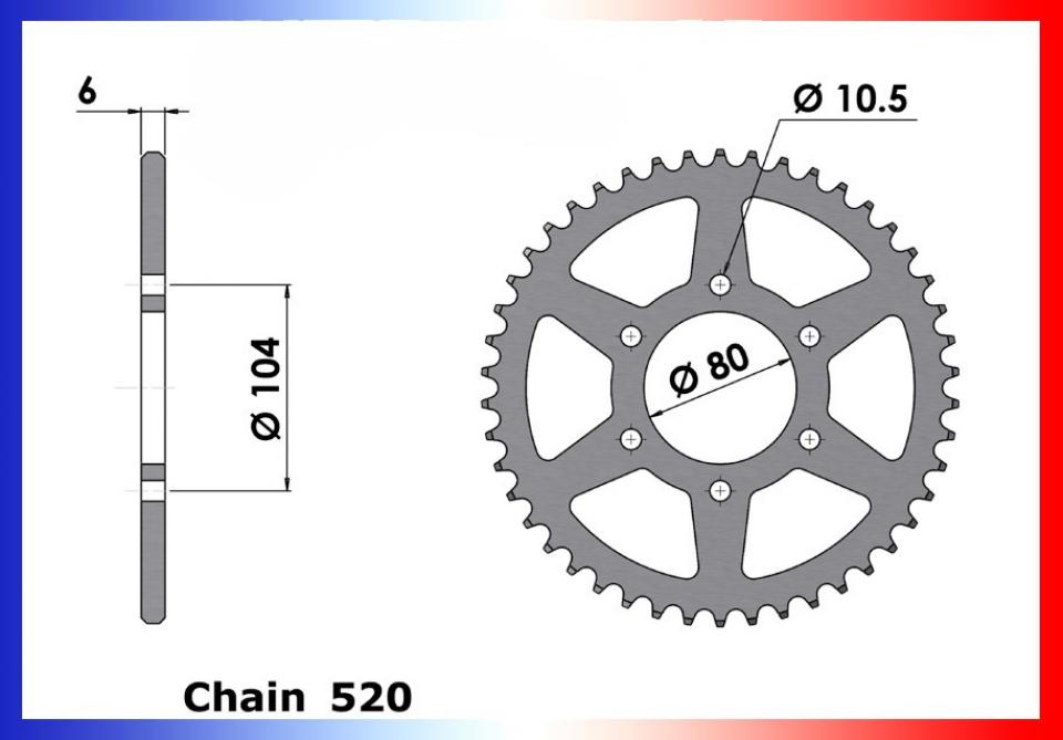 Couronne transmission FE pour Kawasaki 650 Er-6 F Sans Abs 46 dts P520 Neuf en destockage