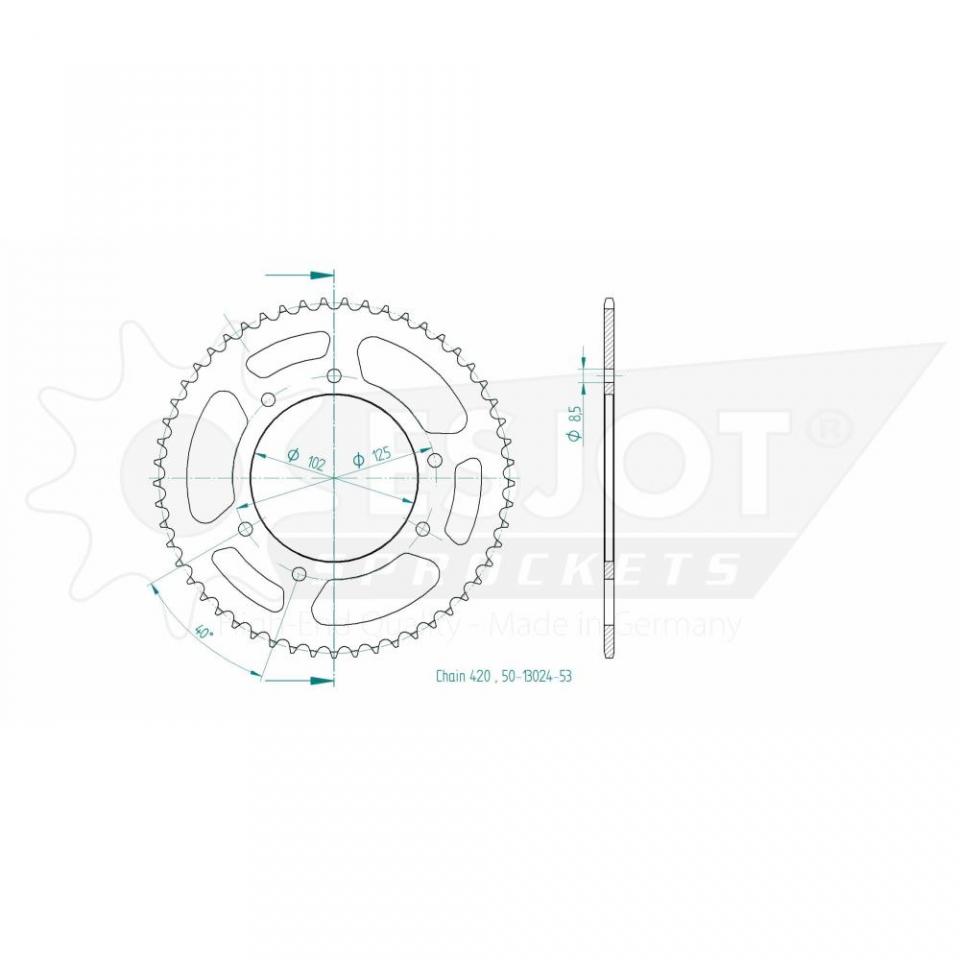 Couronne de transmission Esjot pour Moto Derbi 50 Senda Sm Drd Racing 2005 à 2010 Neuf