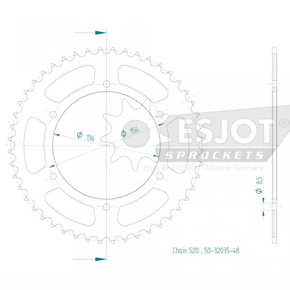 Couronne de transmission Esjot pour Moto MASH 440 SIDE FORCE 445 2021 à 2025 Neuf