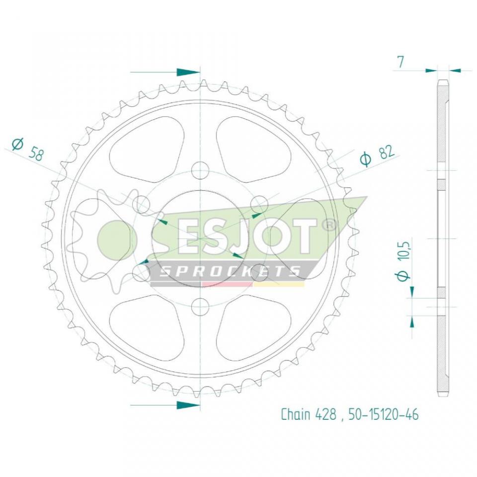 Couronne de transmission Esjot pour Moto Benelli 125 Leoncino 2022 à 2025 Neuf