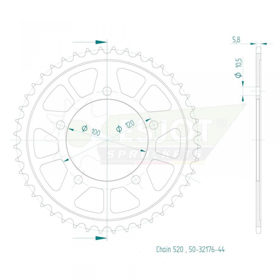 Couronne de transmission Esjot pour Moto Aprilia 450 TUONO 457 2024 à 2025 Neuf