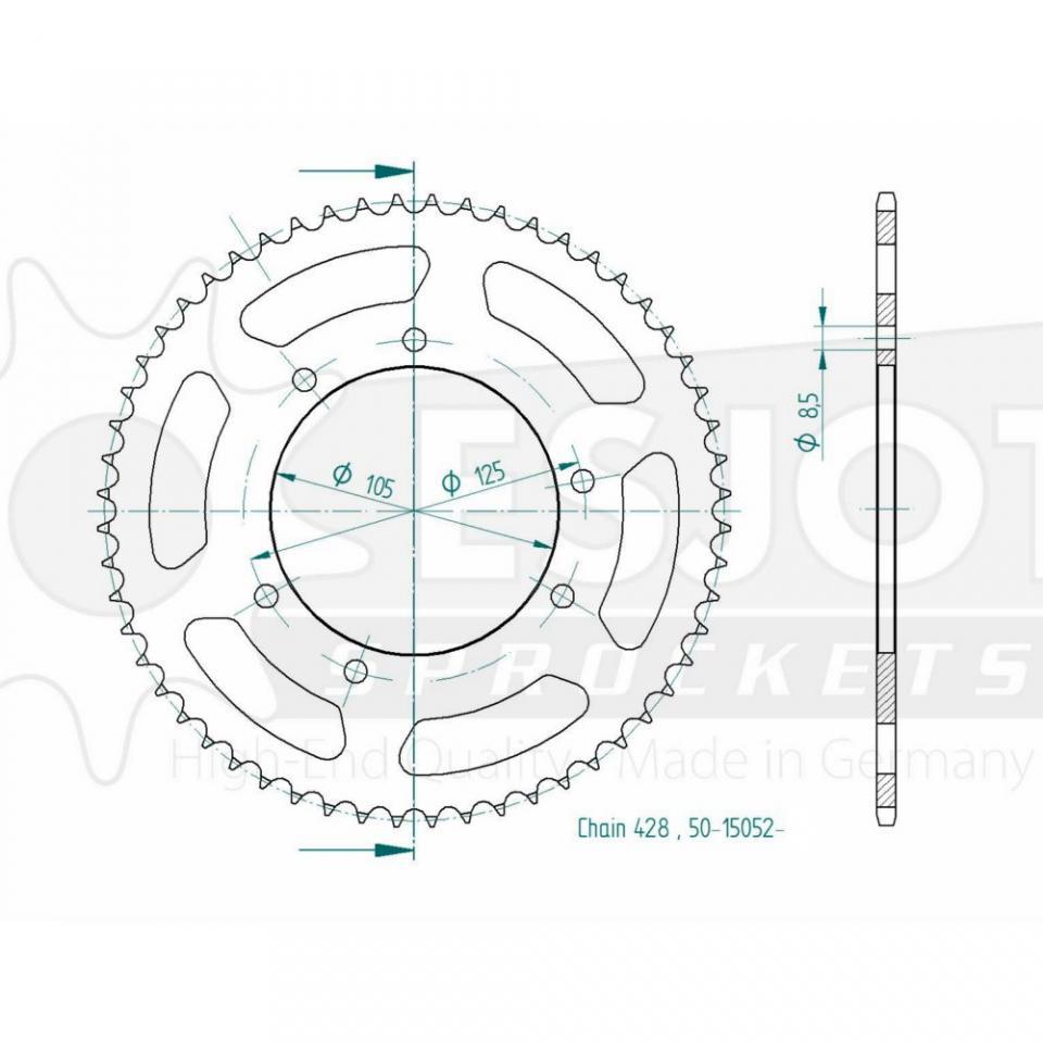 Couronne de transmission Esjot pour moto Derbi 125 Senda Sm 2004 à 2009 48 dts
