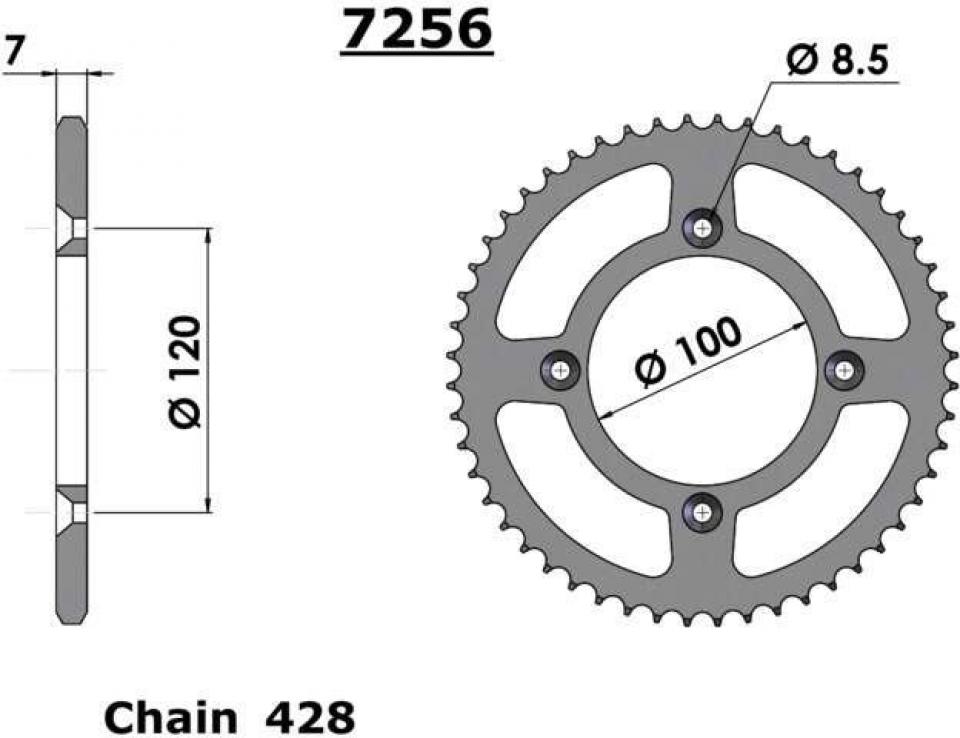 Couronne de transmission France Equipement pour moto Suzuki 80 RM 47 dts P428 Al 100 Neuf