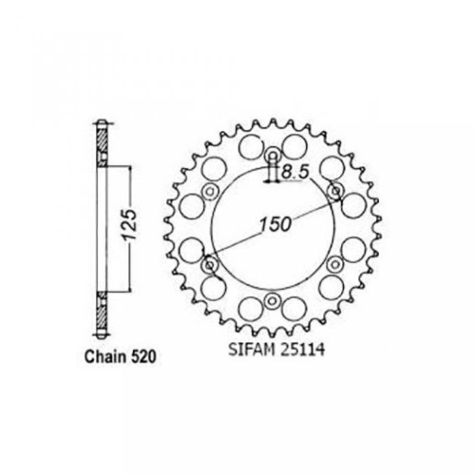 Couronne de transmission pour Moto KTM 125 Enduro 1990 à 2004 51 dents pas 520 Neuf