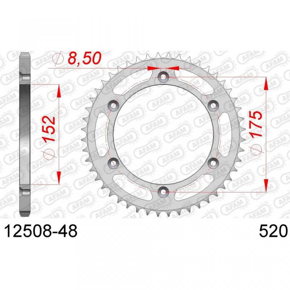 Couronne de transmission Afam pour Moto Yamaha 600 TT 1983 à 1992 AFAM 12508-48 Neuf en destockage