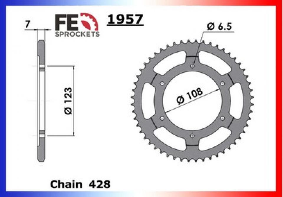 Couronne de transmission France Equipement pour moto Gilera 50 SMT 2011 à 2012 49 dents pas 428 Neuf