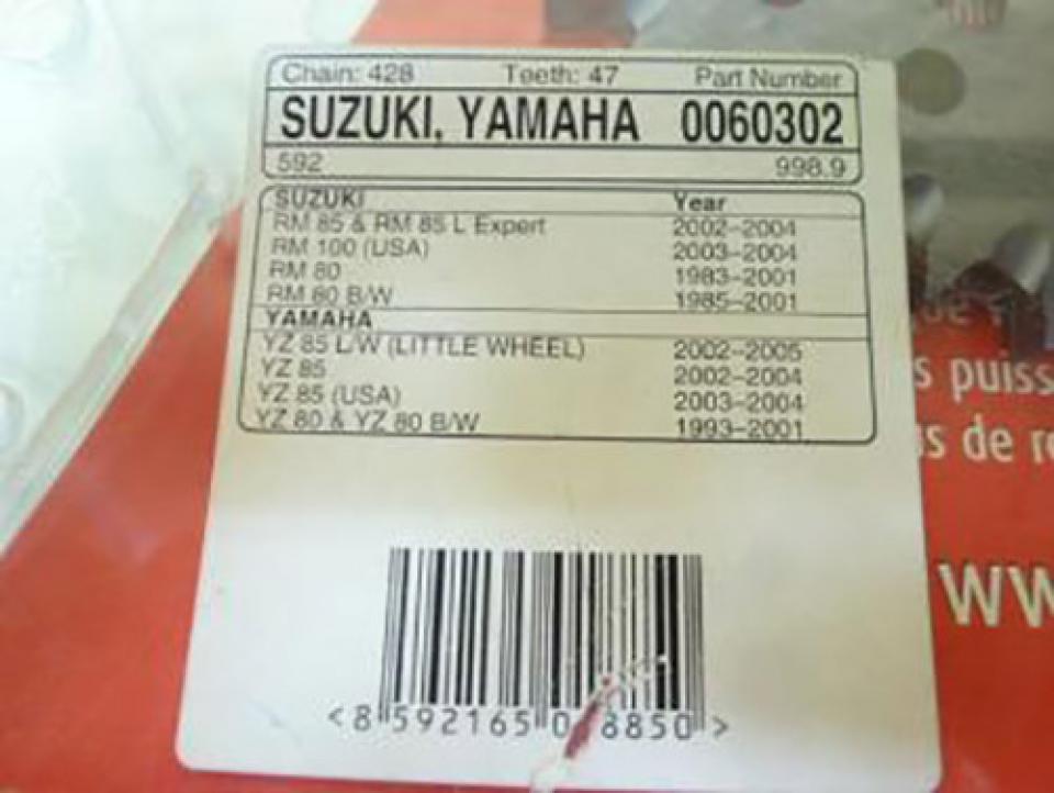 Couronne de transmission Générique pour Moto Yamaha 85 YZ 2002 à 2005 Neuf